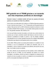 Wifi gratuito en el TRAM gracias a un acuerdo con tres empresas