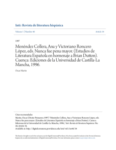 MenÃ©ndez Collera, Ana y Victoriano Roncero LÃ³pez, eds. Nunca