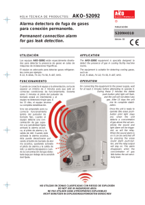 Alarma detectora de fuga de gases para conexión permanente