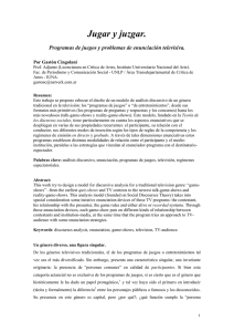 Jugar y juzgar. Programas de juegos y problemas de enunciación