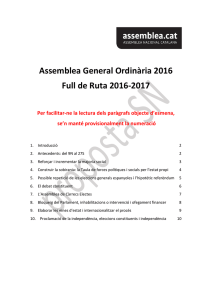 Assemblea General Ordinària 2016 Full de Ruta 2016