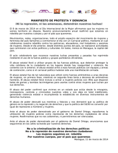 MANIFIESTO DE PROTESTA Y DENUNCIA ¡Ni la represión, ni las