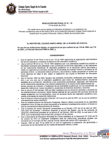Resolución Rectoral 01 de 2015 - Colegio Santo Angel de la Guarda