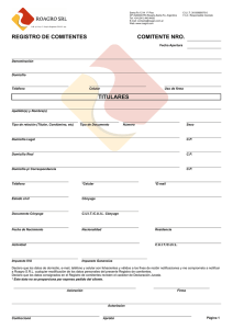 REGISTRO DE COMITENTES COMITENTE NRO. TITULARES