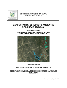Manifiesto de Impacto Ambiental Presa Bicentenario