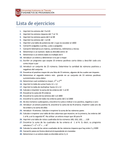 Lista de ejercicios - Universidad Autónoma de Tlaxcala