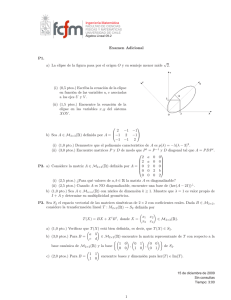 Examen Adicional P1. a) La elipse de la figura pasa por el origen O