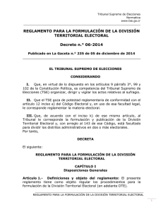 División Territorial Electoral. Reglamento para la Formulación de la