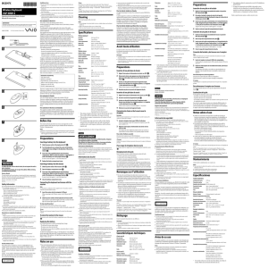 Cleaning Specifications Avant toute utilisation