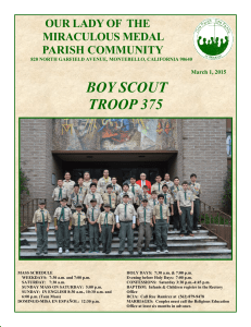 BOY SCOUT TROOP 375 - Our Lady of the Miraculous Medal Parish