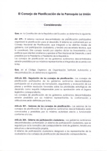 El Consejo de Planificación de la Parroquia La Unión