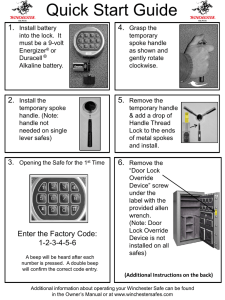 Quick Start Guide - Winchester Safes