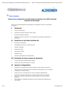 Criterios para el diagnóstico de enfermedad de alzheimer de la sen