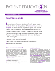 Patient Education Pamphlet, SP175, Sonohisterografía