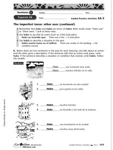 The imperfect tense: other uses (continued) Hubo Había