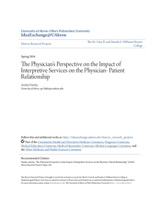 The Physician`s Perspective on the Impact of Interpretive Services