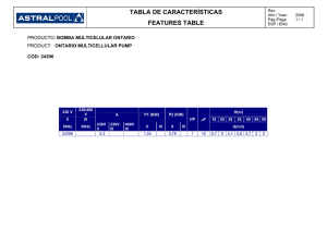 TABLA DE CARACTERÍSTICAS FEATURES TABLE