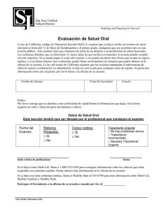 Evaluación de Salud Oral - San Jose Unified School District