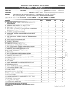 ADHD/Behavior - Parent Evaluation Forms