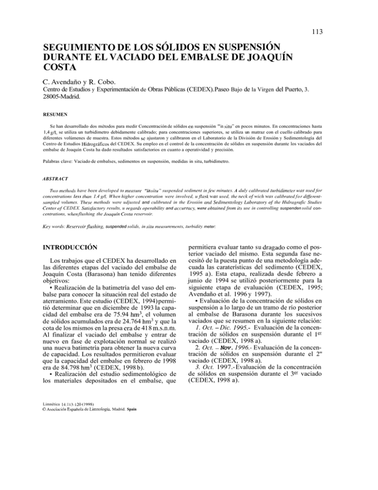 seguimiento de los solidos en suspension durante el