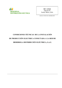 condiciones técnicas de la instalación de producción electrica