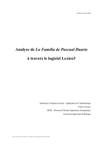 Analyse de La Familia de Pascual Duarte à travers le logiciel Lexico3