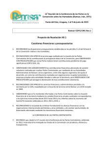 Proyecto de Resolución XII.1 Cuestiones financieras y