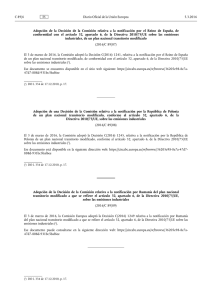 Adopción de la Decisión de la Comisión relativa a la notificación por