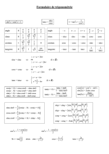 Formulaire de trigonométrie - Pagesperso