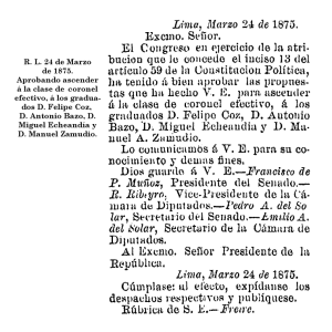 R. L. 24 de Marzo de 1875. Aprobando ascender á la clase de