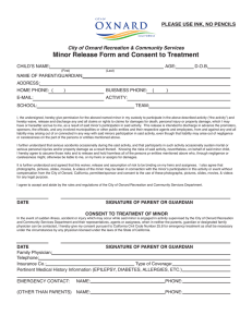 Minor Release Form and Consent to Treatment
