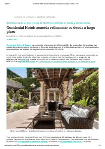 Occidental Hotels acuerda refinanciar su deuda a largo plazo