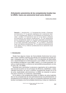 Articulación autonómica de las competencias locales tras la LRSAL