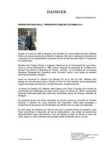 Daimler Colombia S.A. RESEÑA MATHIAS HELD, PRESIDENTE