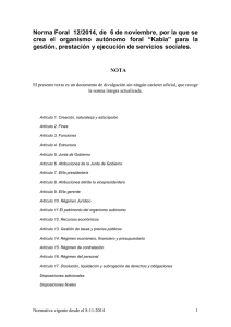 Norma Foral 12/2014, de 6 de noviembre, por la que se crea el