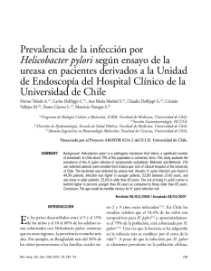 Prevalencia de la infección por Helicobacter pylori según ensayo de