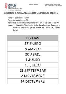 Calendario Sesiones informativas Adopc Valencia 2016