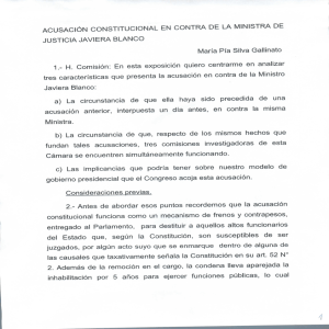 ACUSACIÓN CONSTITUCIONAL EN CONTRA DE LA MINISTRA