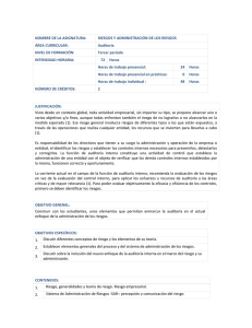 NOMBRE DE LA ASIGNATURA: RIESGOS Y ADMINISTRACIÓN DE