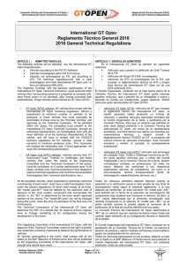 International GT Open Reglamento T&eacute;cnico General 2016 2016
