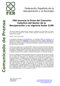 19/07/2016 FER anuncia la firma del Convenio Colectivo del Sector