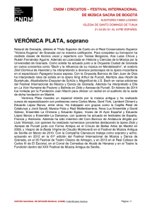 Biografía Verónica Plata - Centro Nacional de Difusión Musical