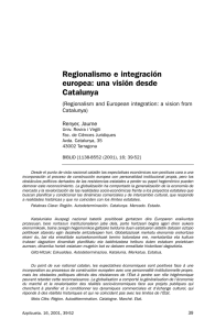 Regionalismo e integración europea: una visión desde Catalunya. IN