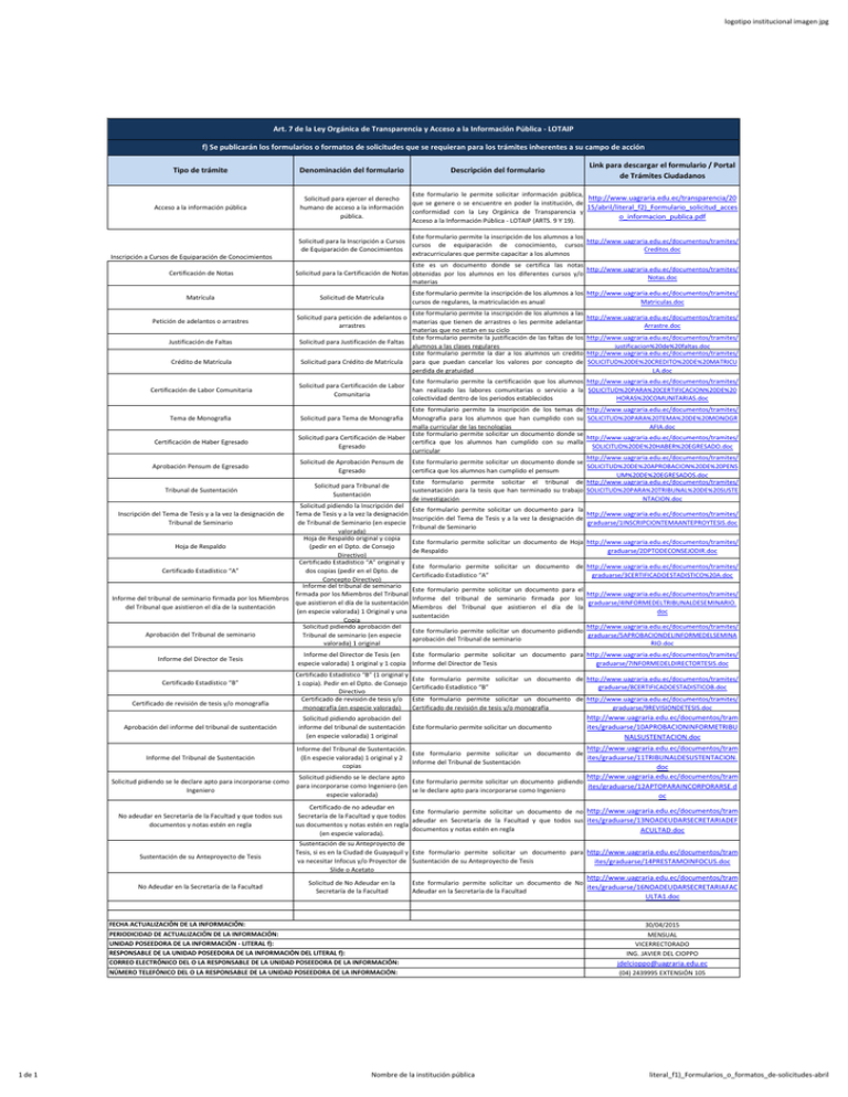 Literal f1 Formularios o formatos de solicitudes