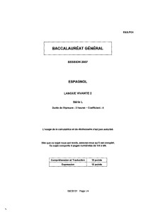 Sujet officiel complet du bac L Espagnol LV2 2007