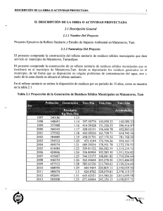 DESCRIPCIÓN DE LA OBRA ¡o ACTIVIDAD PROYECTADA y