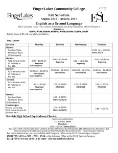 English as a Second Language Fall Schedule