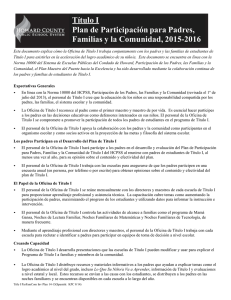 Titulo I - Plan de Participacion para Padres Familias y la Comunidad