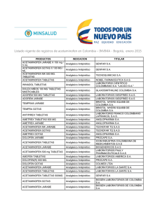 Listado vigente de registros de acetaminofen en Colombia – INVIMA