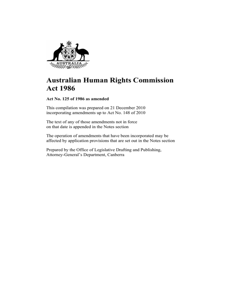 Australian Human Rights Commission Act 1986 Example